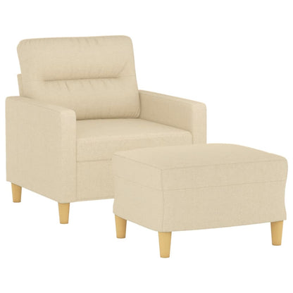 Poltrona con Poggiapiedi Crema 60 cm in Tessuto | homemem39