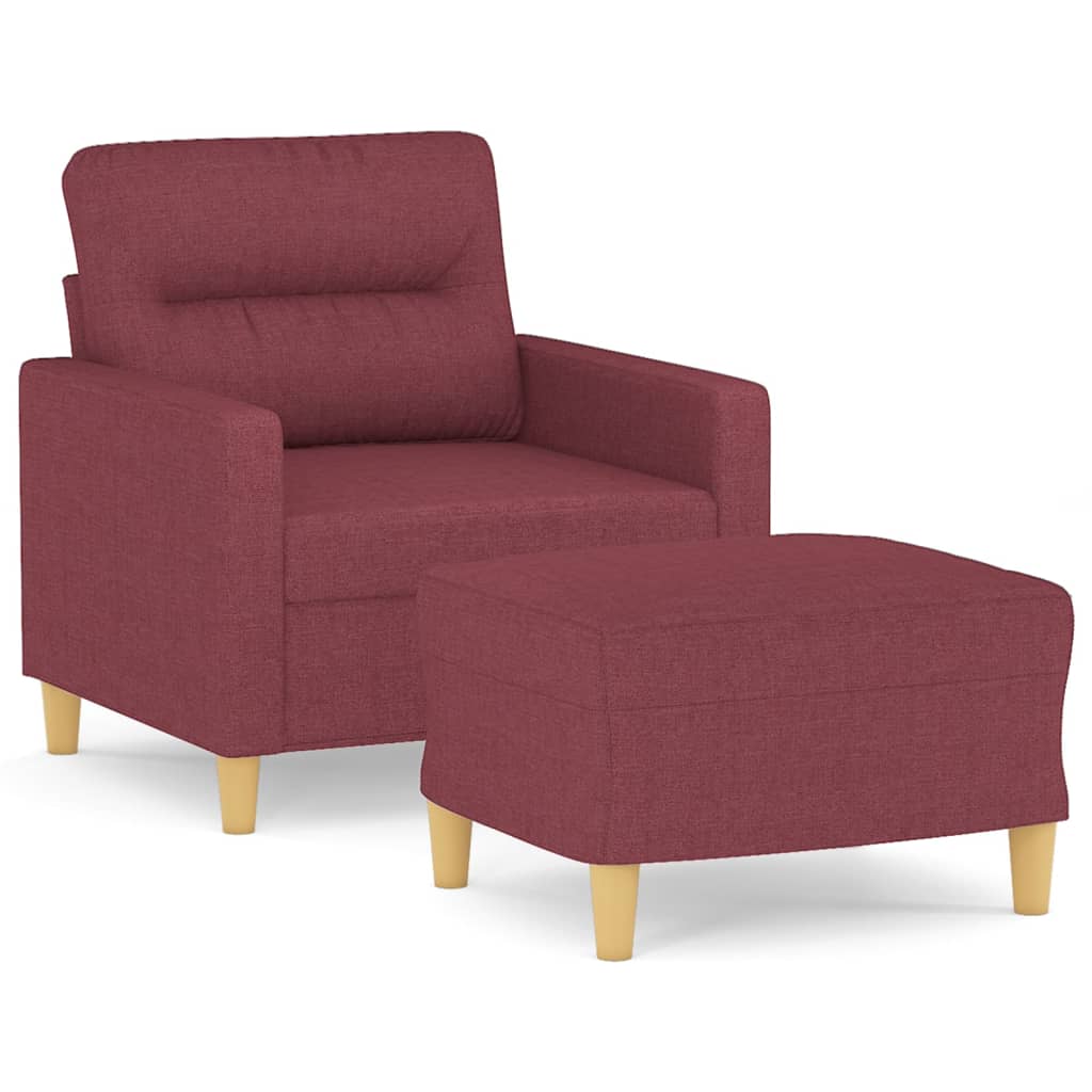 Poltrona con Poggiapiedi Rosso Vino 60 cm in Tessuto | homemem39