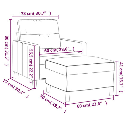 Poltrona con Poggiapiedi Tortora 60 cm in Tessuto - homemem39