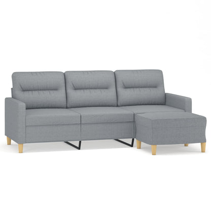 Divano a 3 Posti con Poggiapiedi Grigio Chiaro 180cm in Tessuto | homemem39