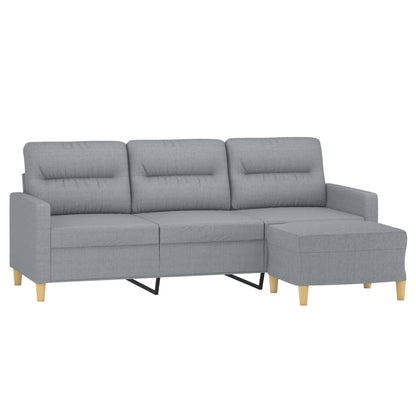 Divano a 3 Posti con Poggiapiedi Grigio Chiaro 180cm in Tessuto | homemem39