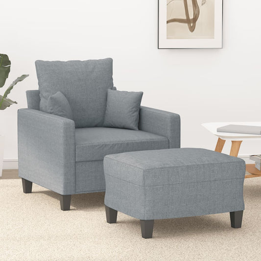 Poltrona con Poggiapiedi Grigio Chiaro 60 cm in Tessuto | homemem39