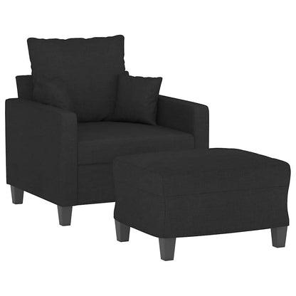 Poltrona con Poggiapiedi Nero 60 cm in Tessuto | homemem39