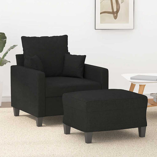 Poltrona con Poggiapiedi Nero 60 cm in Tessuto | homemem39