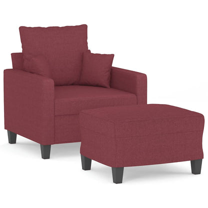 Poltrona con Poggiapiedi Rosso Vino 60 cm in Tessuto | homemem39