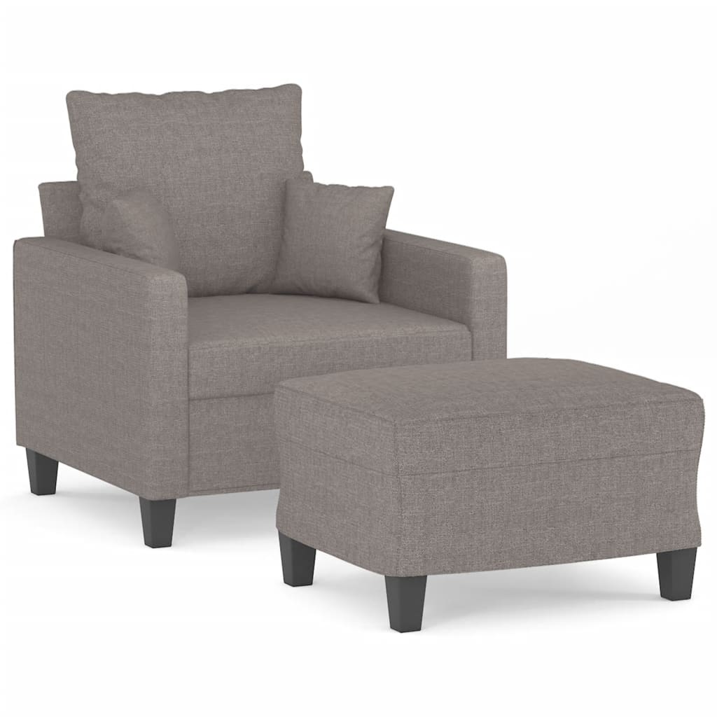 Poltrona con Poggiapiedi Tortora 60 cm in Tessuto | homemem39