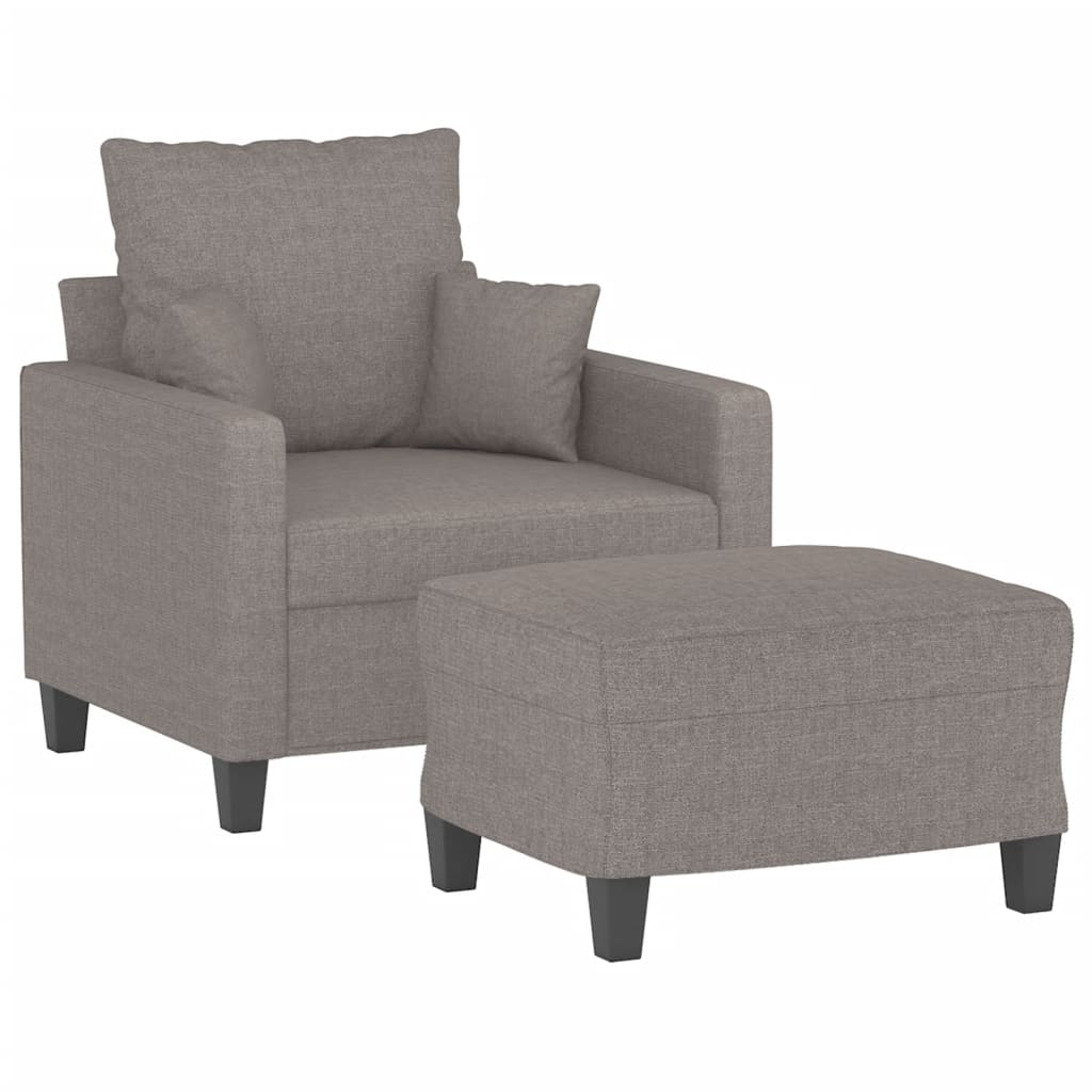 Poltrona con Poggiapiedi Tortora 60 cm in Tessuto | homemem39
