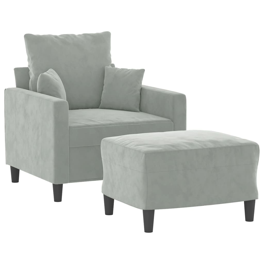 Poltrona con Poggiapiedi Grigio Chiaro 60 cm in Velluto | homemem39