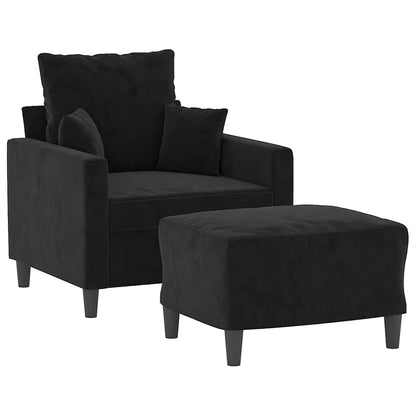 Poltrona con Poggiapiedi Nero 60 cm in Velluto | homemem39