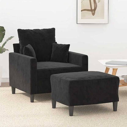Poltrona con Poggiapiedi Nero 60 cm in Velluto | homemem39