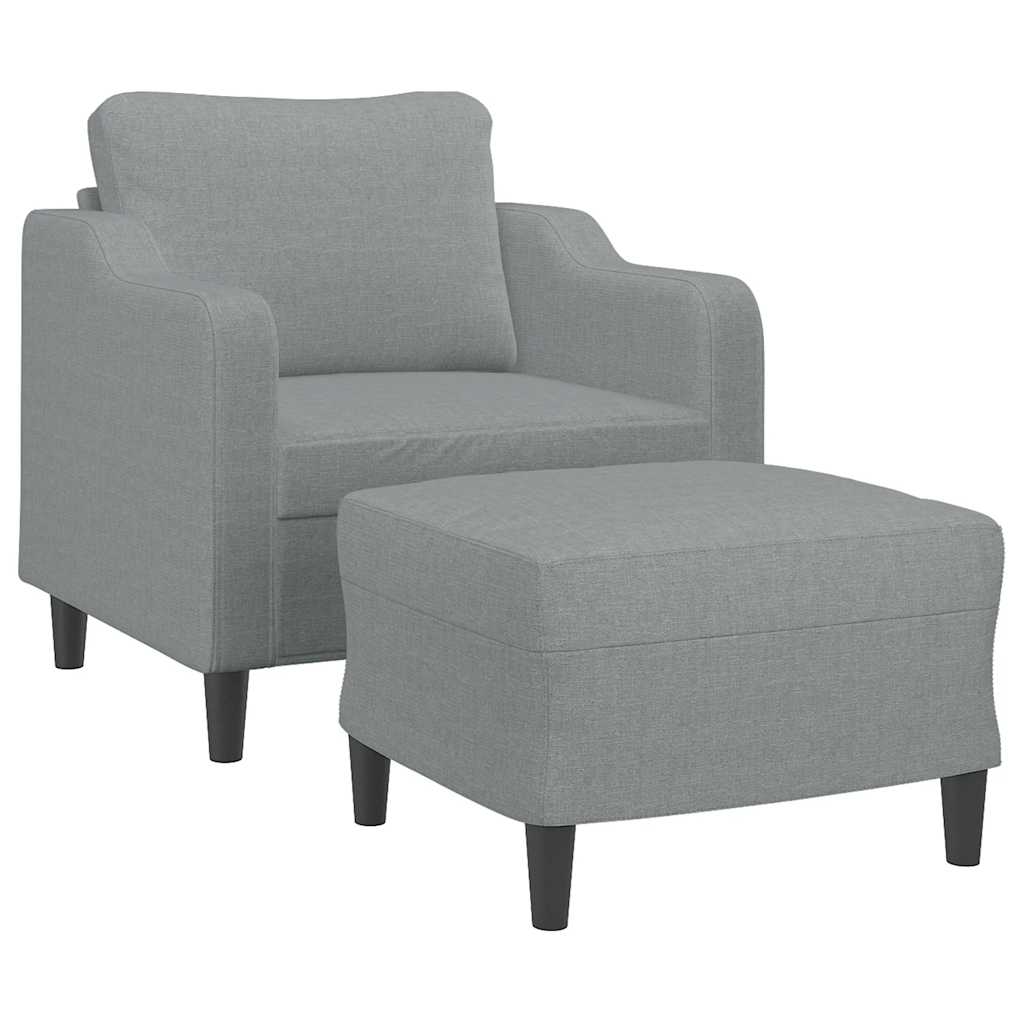 Poltrona con Poggiapiedi Grigio Chiaro 60 cm in Tessuto | homemem39