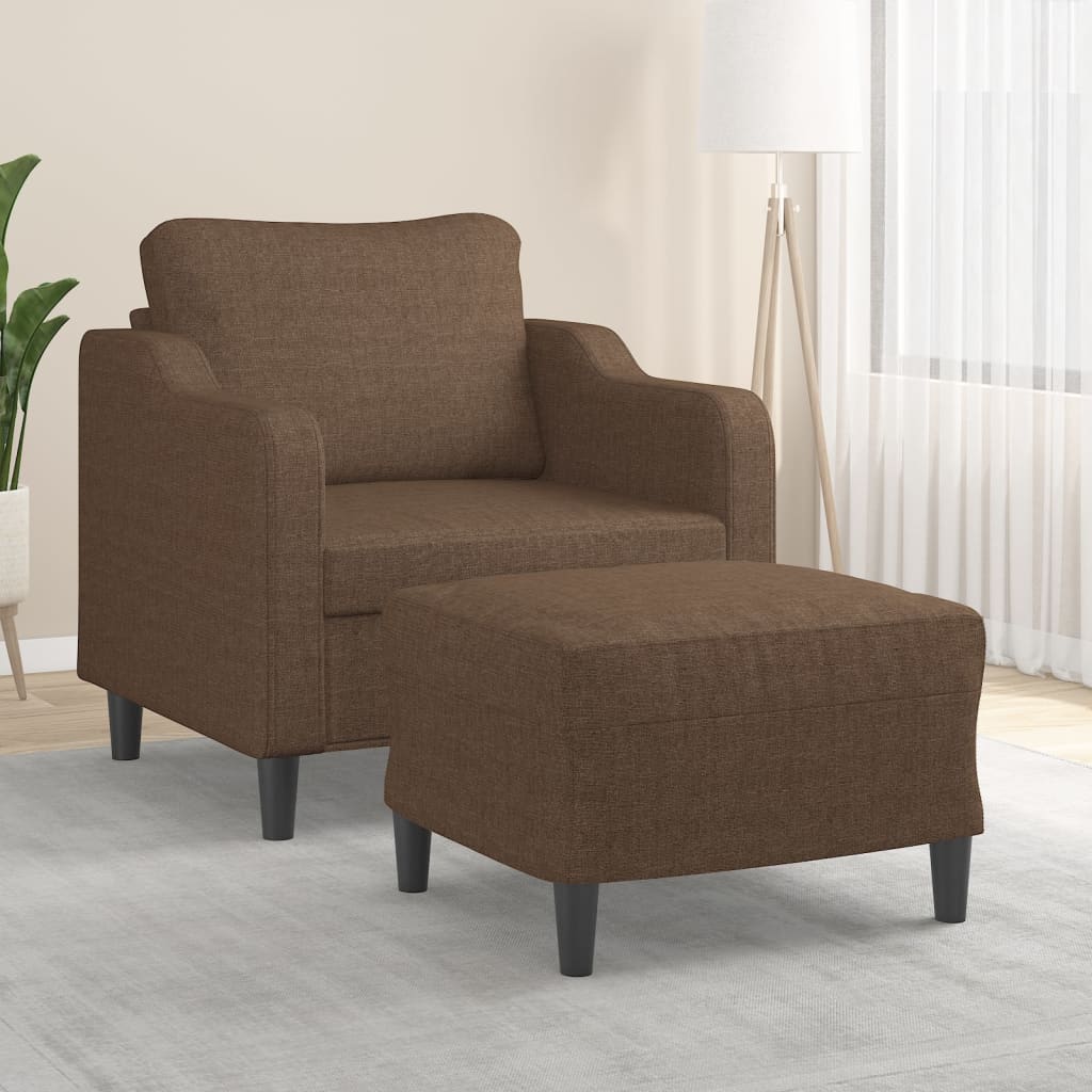Poltrona con Poggiapiedi Marrone 60 cm in Tessuto | homemem39