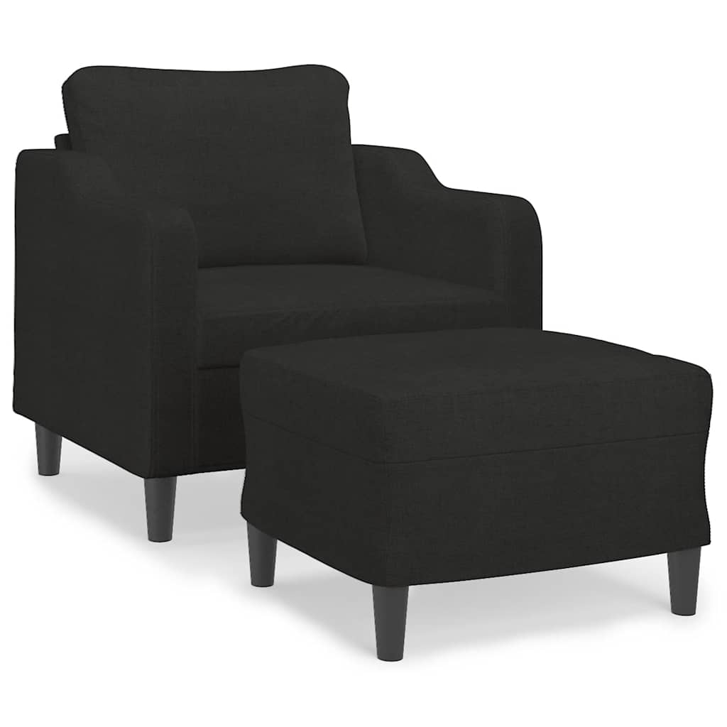 Poltrona con Poggiapiedi Nero 60 cm in Tessuto | homemem39