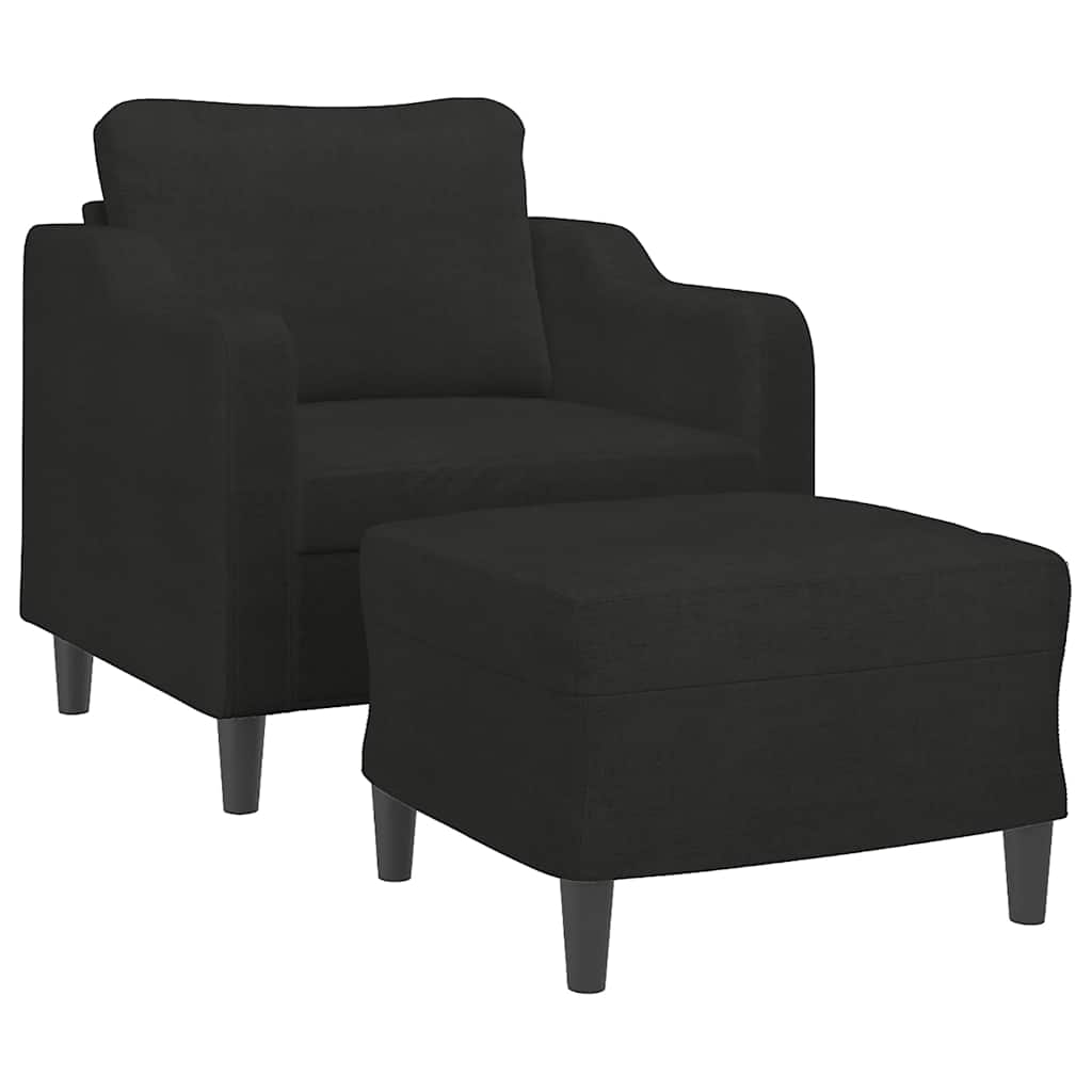 Poltrona con Poggiapiedi Nero 60 cm in Tessuto | homemem39