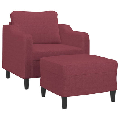 Poltrona con Poggiapiedi Rosso Vino 60 cm in Tessuto | homemem39