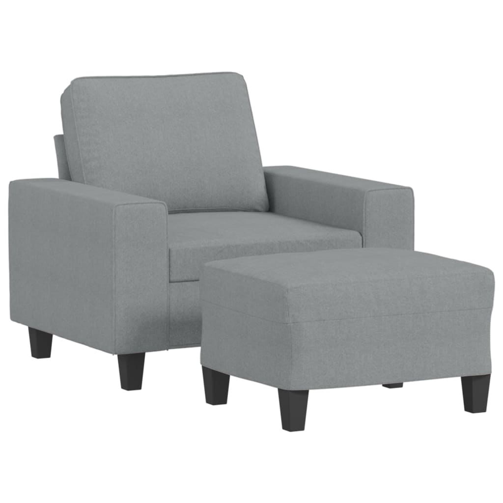 Poltrona con Poggiapiedi Grigio Chiaro 60 cm in Tessuto | homemem39