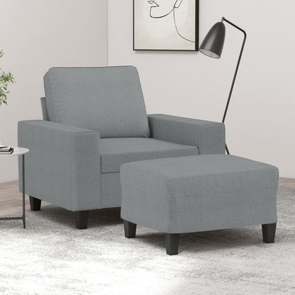 Poltrona con Poggiapiedi Grigio Chiaro 60 cm in Tessuto | homemem39
