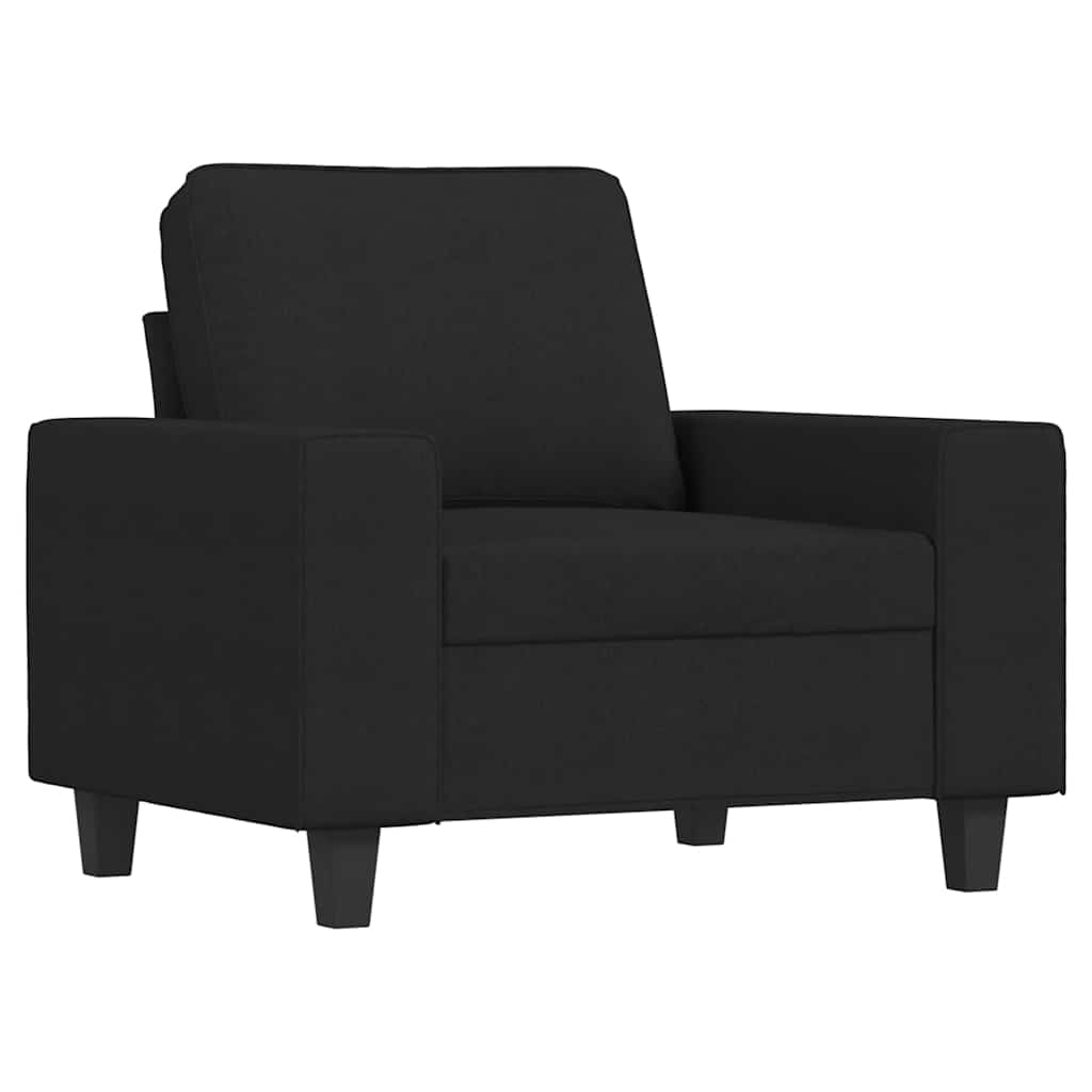 Poltrona con Poggiapiedi Nero 60 cm in Tessuto | homemem39
