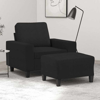 Poltrona con Poggiapiedi Nero 60 cm in Tessuto | homemem39