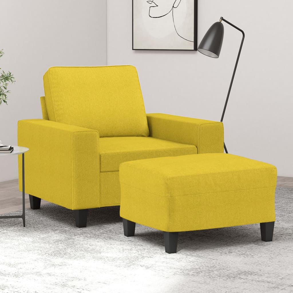 Poltrona con Poggiapiedi Giallo Chiaro 60 cm in Tessuto - homemem39