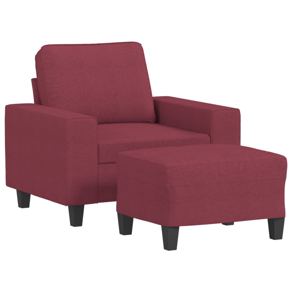 Poltrona con Poggiapiedi Rosso Vino 60 cm in Tessuto | homemem39