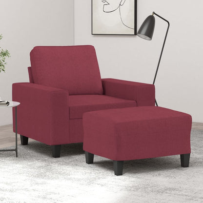 Poltrona con Poggiapiedi Rosso Vino 60 cm in Tessuto - homemem39