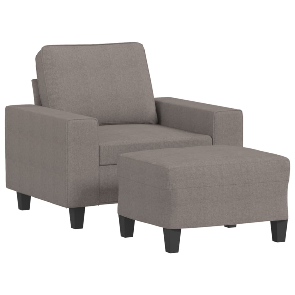 Poltrona con Poggiapiedi Tortora 60 cm in Tessuto | homemem39