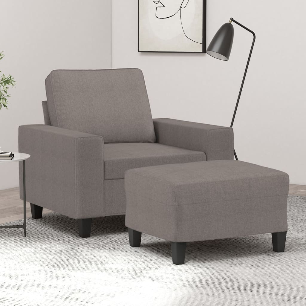 Poltrona con Poggiapiedi Tortora 60 cm in Tessuto | homemem39