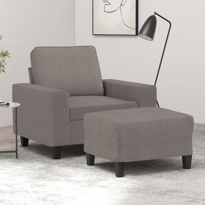 Poltrona con Poggiapiedi Tortora 60 cm in Tessuto | homemem39