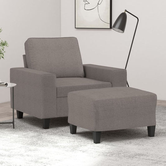 Poltrona con Poggiapiedi Tortora 60 cm in Tessuto | homemem39