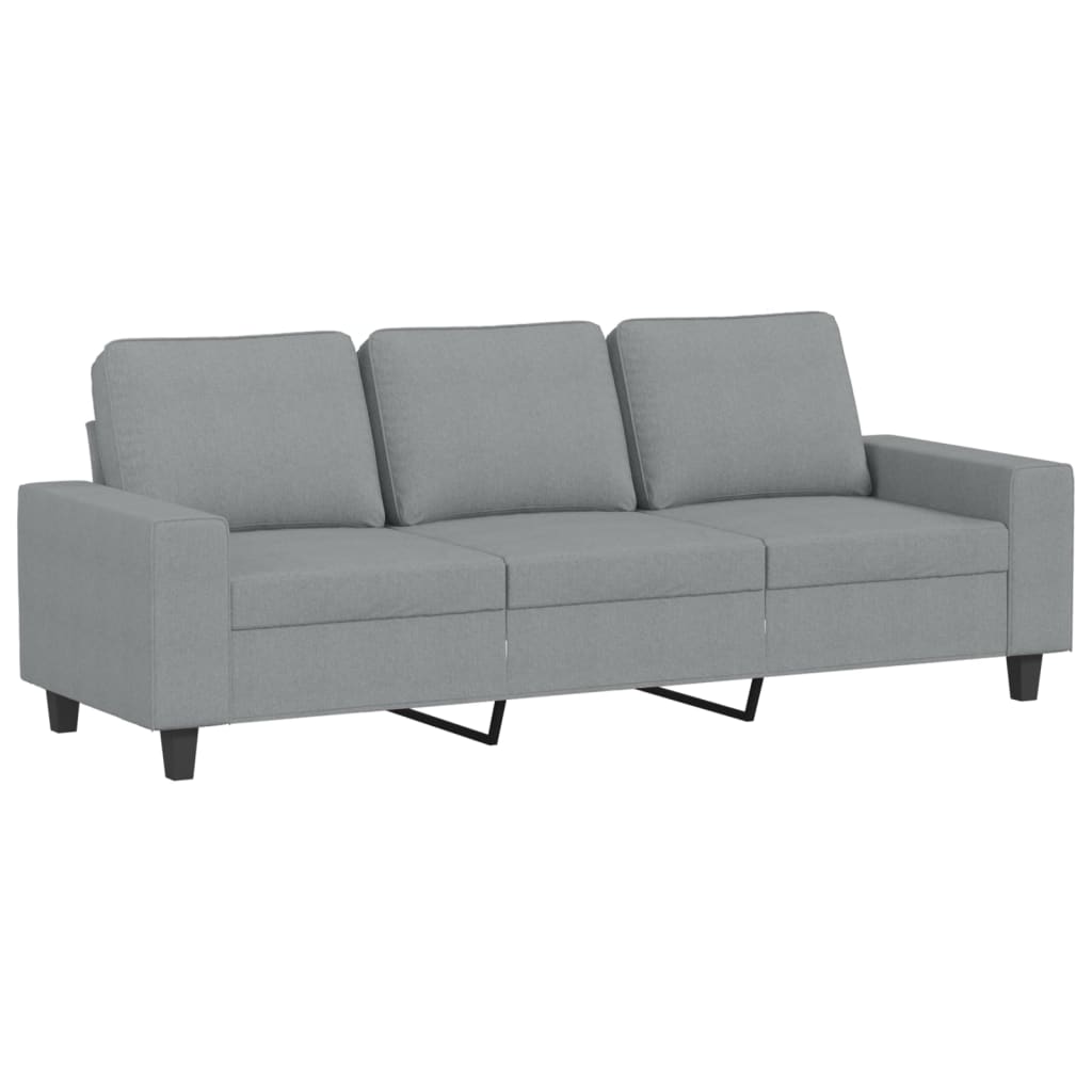 Divano a 3 Posti con Poggiapiedi Grigio Chiaro 180cm in Tessuto | homemem39