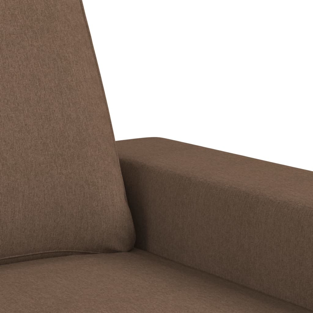 Divano a 3 Posti con Poggiapiedi Marrone 180 cm in Tessuto | homemem39