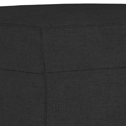Divano a 3 Posti con Poggiapiedi Nero 180 cm in Tessuto | homemem39