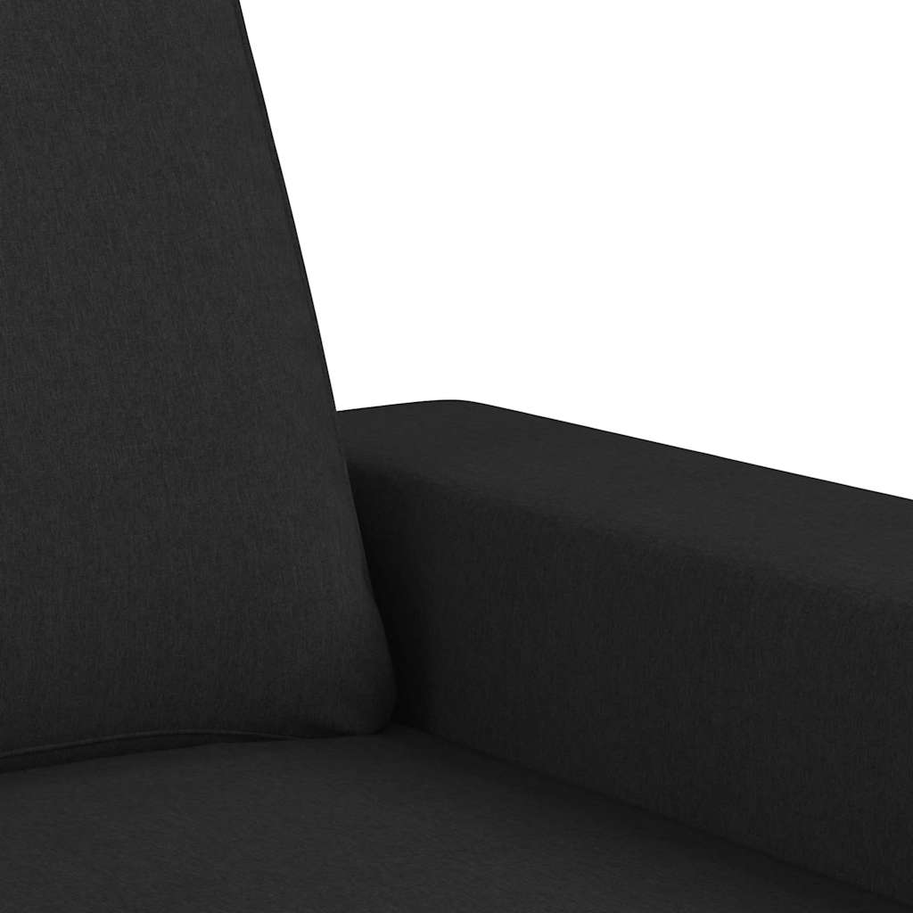 Divano a 3 Posti con Poggiapiedi Nero 180 cm in Tessuto | homemem39