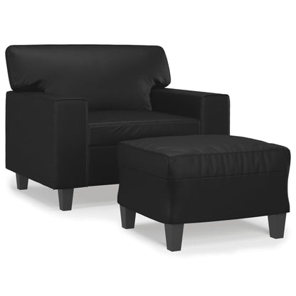 Poltrona con Poggiapiedi Nero 60 cm in Similpelle | homemem39