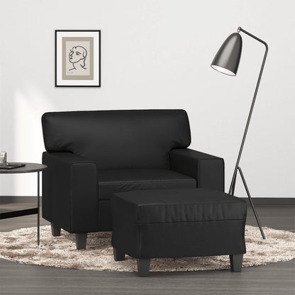 Poltrona con Poggiapiedi Nero 60 cm in Similpelle | homemem39