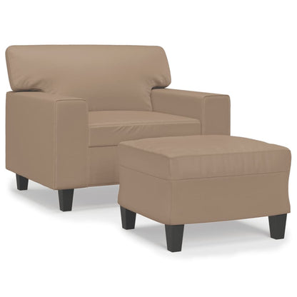 Poltrona con Poggiapiedi Cappuccino 60 cm in Similpelle | homemem39