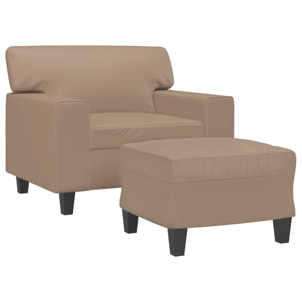 Poltrona con Poggiapiedi Cappuccino 60 cm in Similpelle | homemem39