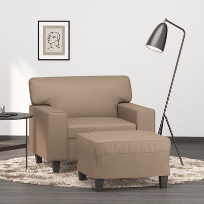 Poltrona con Poggiapiedi Cappuccino 60 cm in Similpelle | homemem39