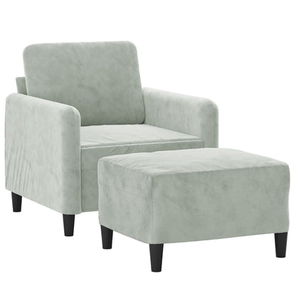 Poltrona con Poggiapiedi Grigio Chiaro 60 cm in Velluto | homemem39