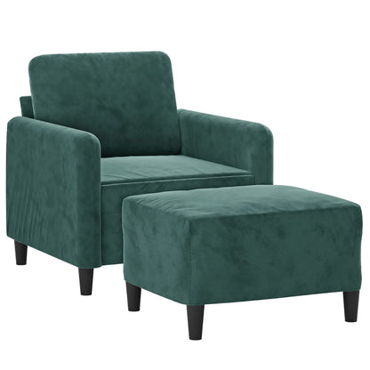 Poltroncina con Poggiapiedi Verde Scuro 60 cm in Velluto