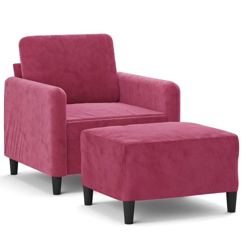 Poltrona con Poggiapiedi Rosso Vino 60 cm in Velluto | homemem39