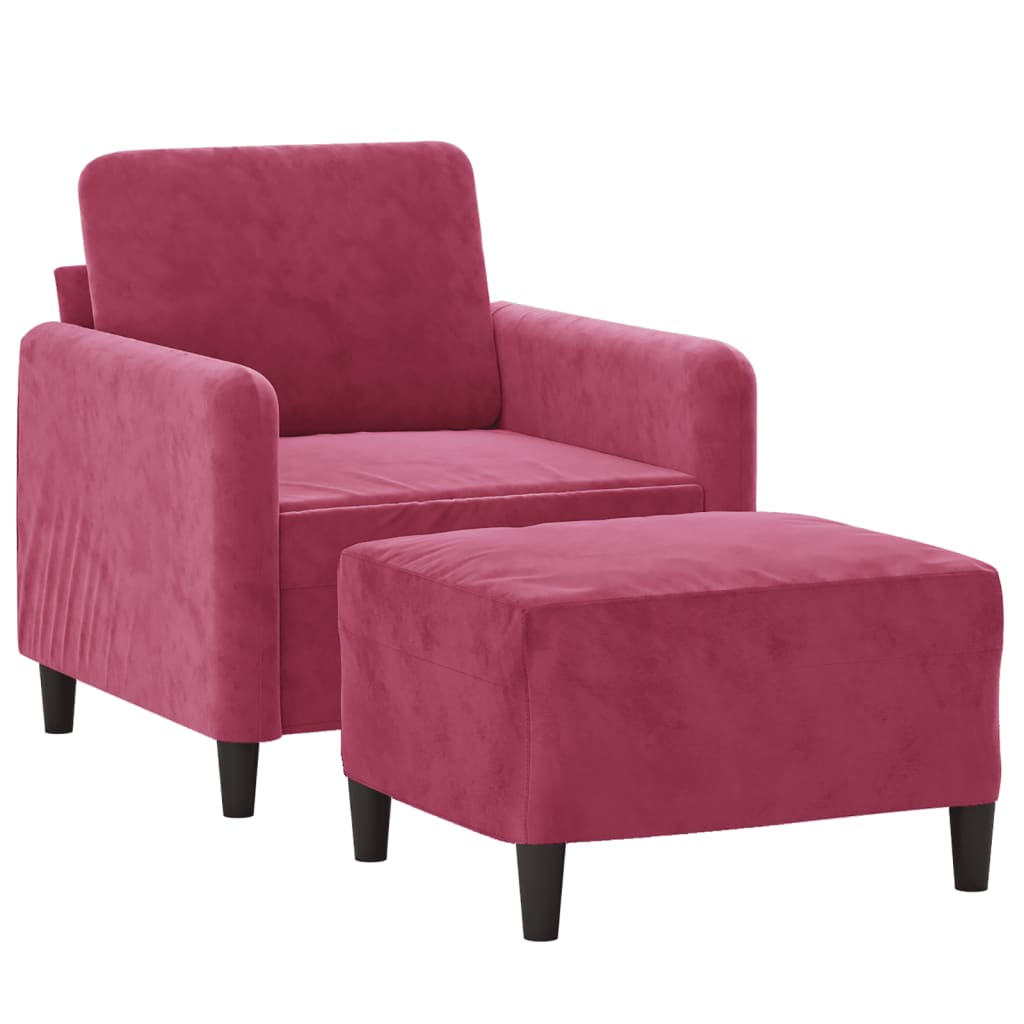 Poltrona con Poggiapiedi Rosso Vino 60 cm in Velluto | homemem39