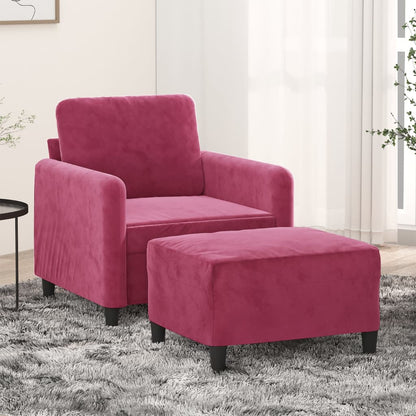 Poltrona con Poggiapiedi Rosso Vino 60 cm in Velluto | homemem39