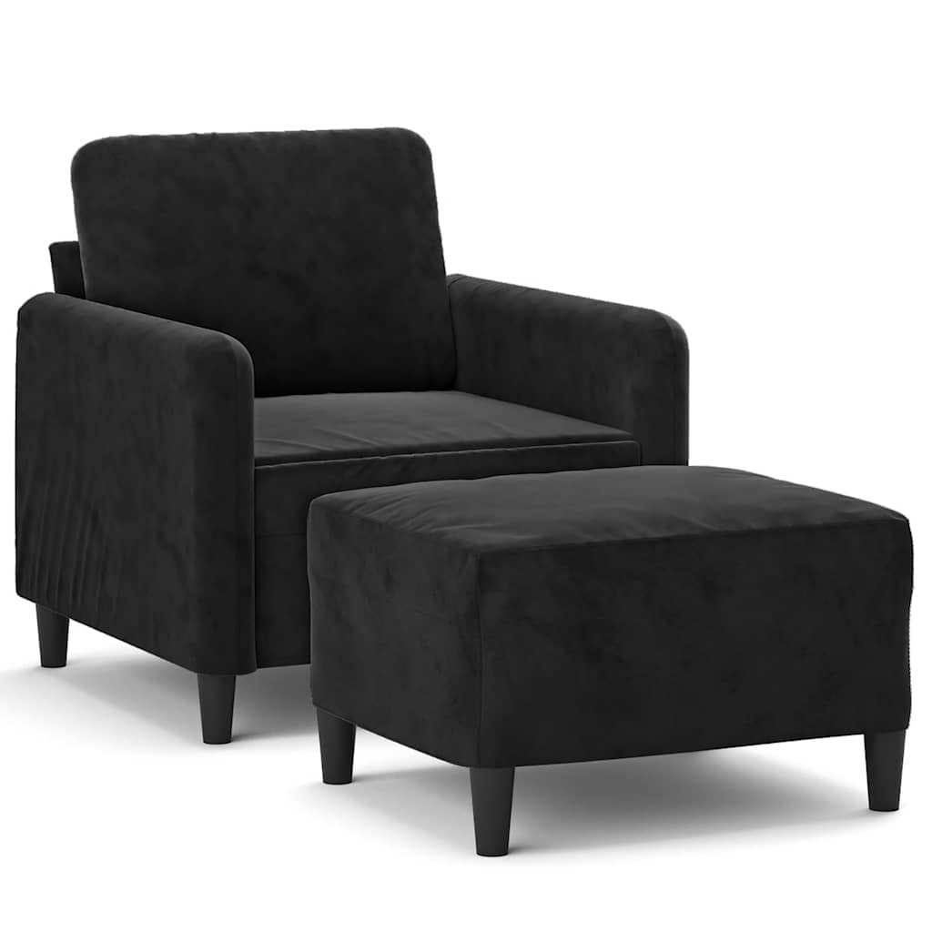 Poltrona con Poggiapiedi Nero 60 cm in Velluto | homemem39