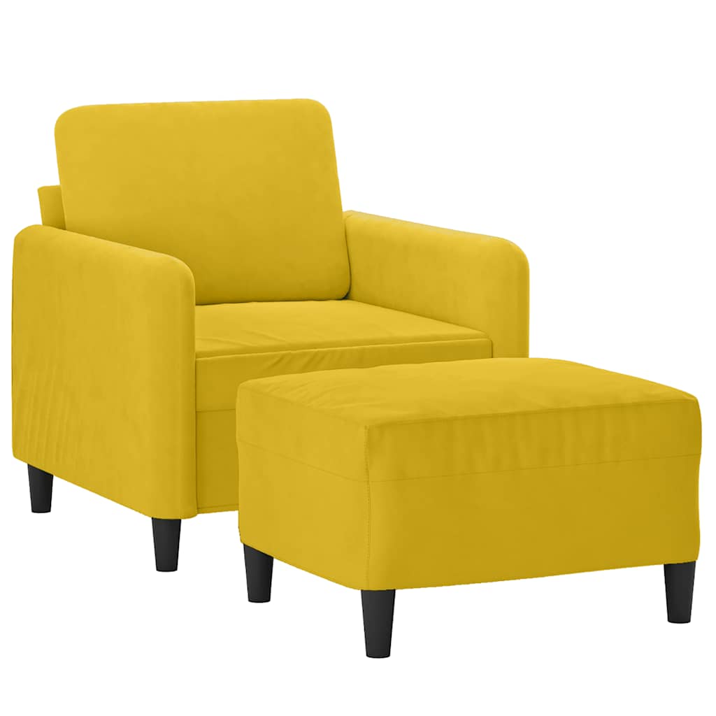 Poltrona con Poggiapiedi Giallo 60 cm in Velluto | homemem39