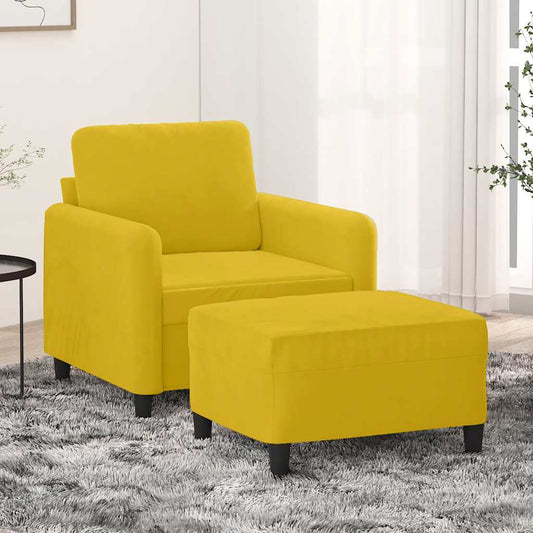 Poltrona con Poggiapiedi Giallo 60 cm in Velluto | homemem39