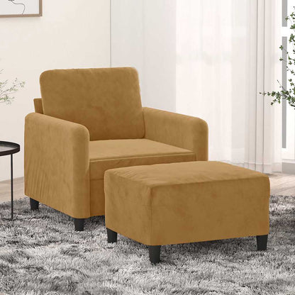 Poltrona con Poggiapiedi Marrone 60 cm in Velluto