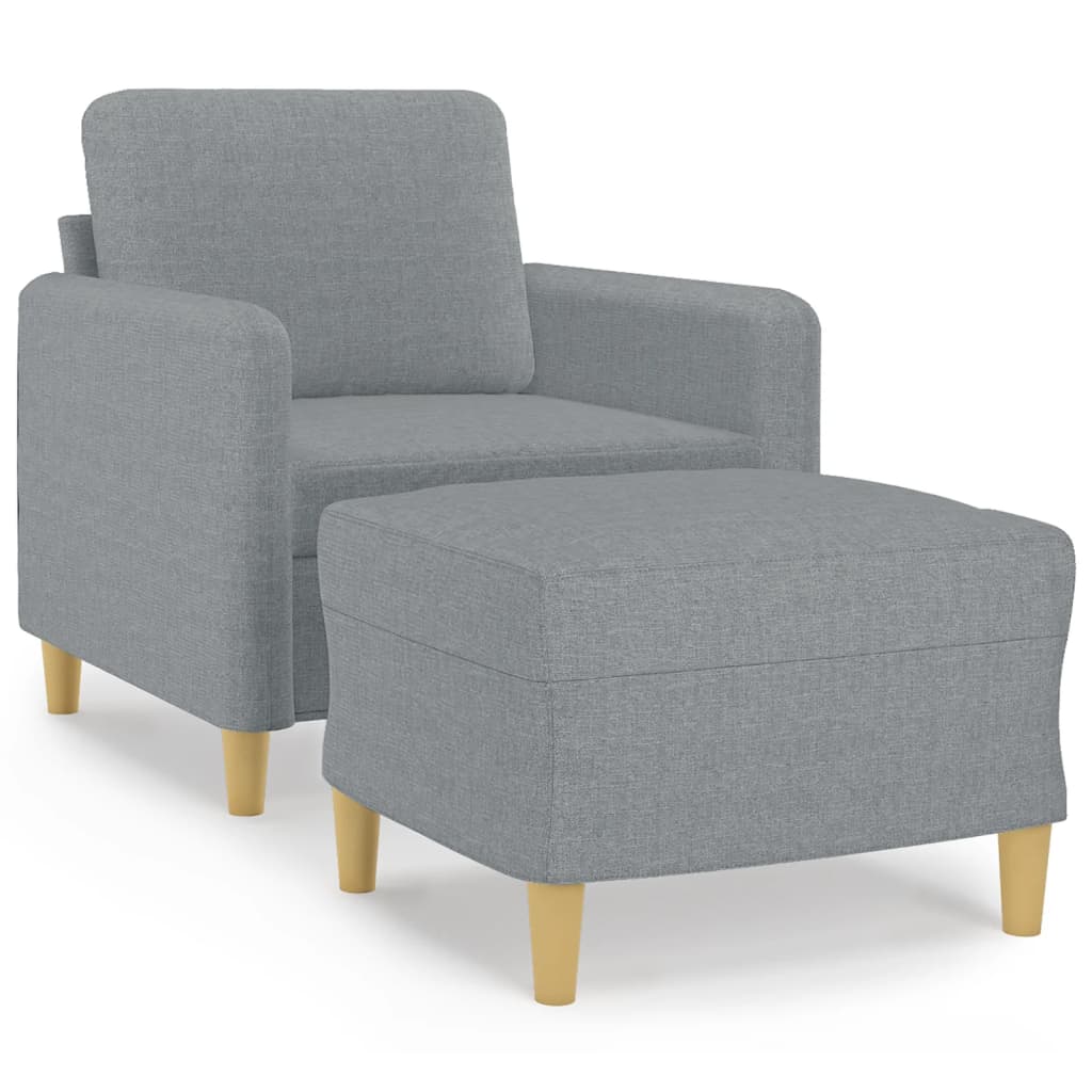 Poltrona con Poggiapiedi Grigio Chiaro 60 cm in Tessuto | homemem39