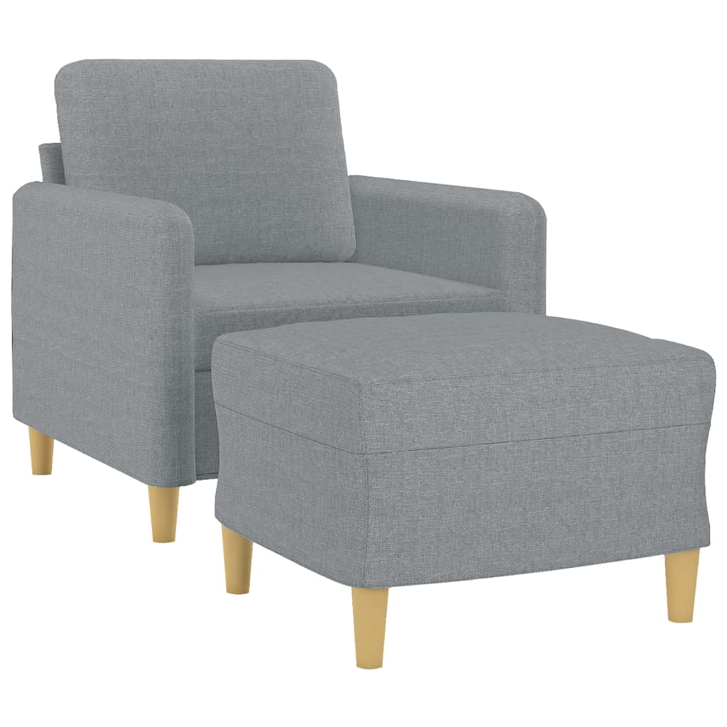 Poltrona con Poggiapiedi Grigio Chiaro 60 cm in Tessuto | homemem39